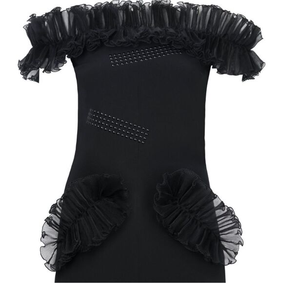 Christopher Kane Off The Shoulder Frill Dress. - Picture 4 of 9